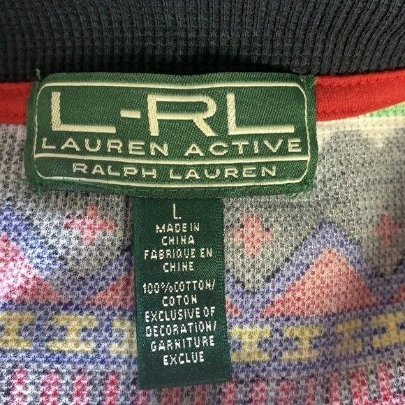 Lauren Ralph Lauren Exclusive Native Aztec American Design Collar Sweater Size L - Picture 7 of 11